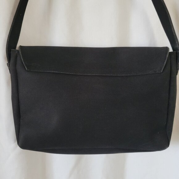 Lauren Ralph Lauren Bag Black Canvas Messenger Single Strap Y2k Academia Preppy - Picture 3 of 12